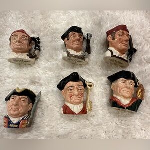 6 Miniature Royal Doulton Character Toby Mugs Jugs